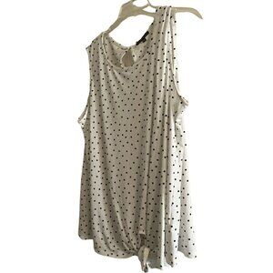 Adrianna Pappell 3XL Women's Polka Dot White Sleeveless Blouse